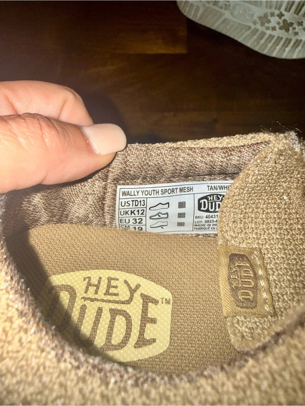 Hey Dude Kids Beige/Tan Canvas Slip-On Sneakers